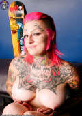 Hot tattooed punk rock babe naked in loft