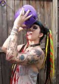 Beautiful tattooed trick or treat goth girl 